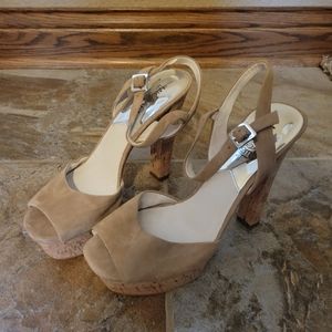 Michael Kors sz 7.5 suede 5in cork heels